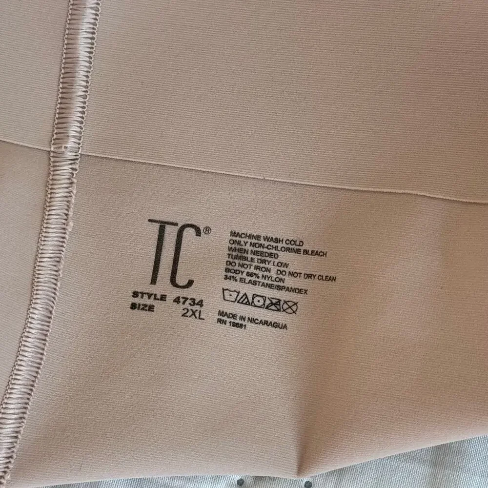 NWT TC Fine Intimates Extra Firm Control High Waist Thong Shapewear 2XL Beige